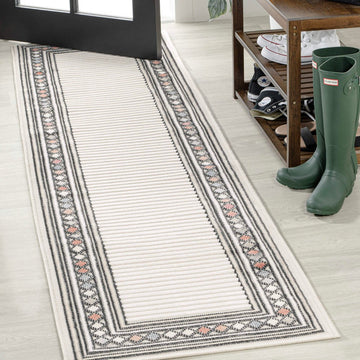 Sebastian High-low Modern Diamond Border Indoor/Outdoor Area Rug